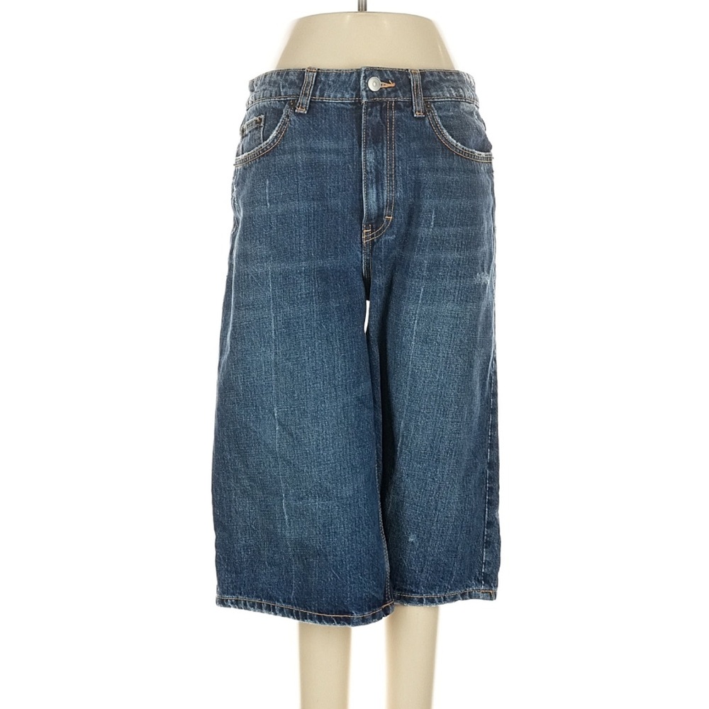 Zara Blue Wide-Leg Cropped Jeans